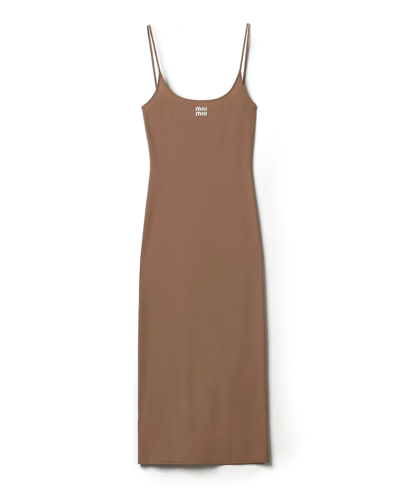 Miu Miu Kleid Aus Stretch-jersey, Damen, Khaki, Größe Khaki