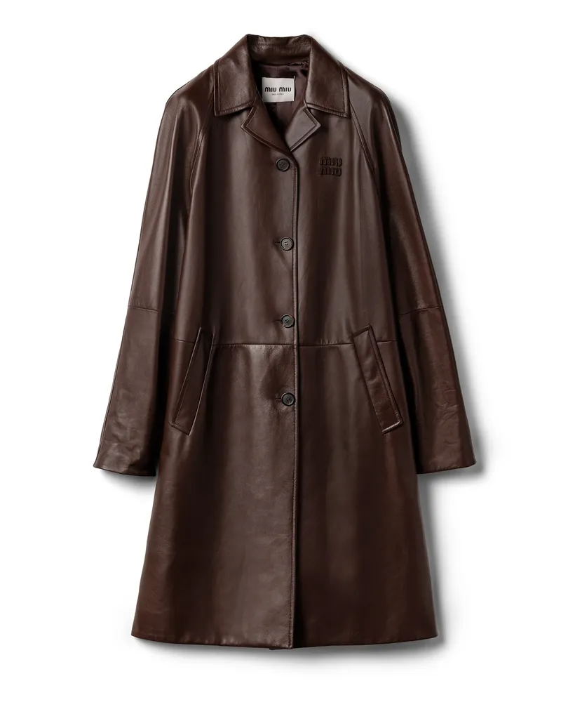 Miu Miu Mantel Aus Nappa-leder, Damen, Sienna, Größe Sienna