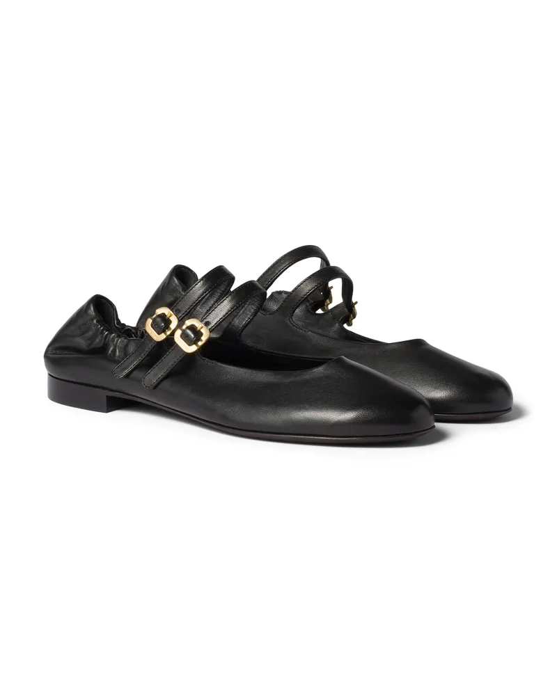 Miu Miu Ruches Ballerinas Aus Nappaleder, Damen, Schwarz, Größe Schwarz