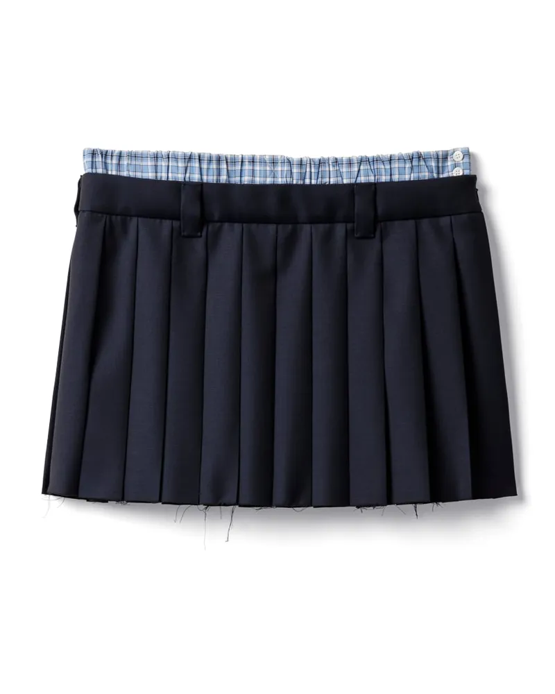 Miu Miu Mini-faltenrock Aus Batavia, Damen, Blau, Größe Blau