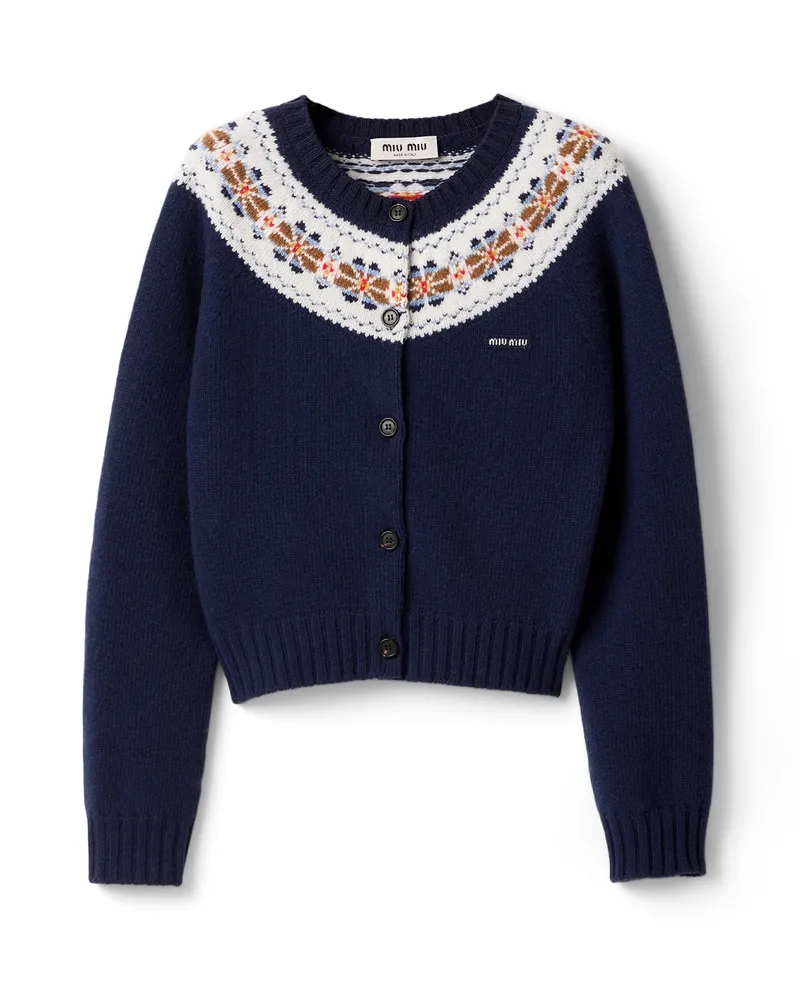 Miu Miu Strickjacke Aus Wolle, Damen, Blau, Größe Blau
