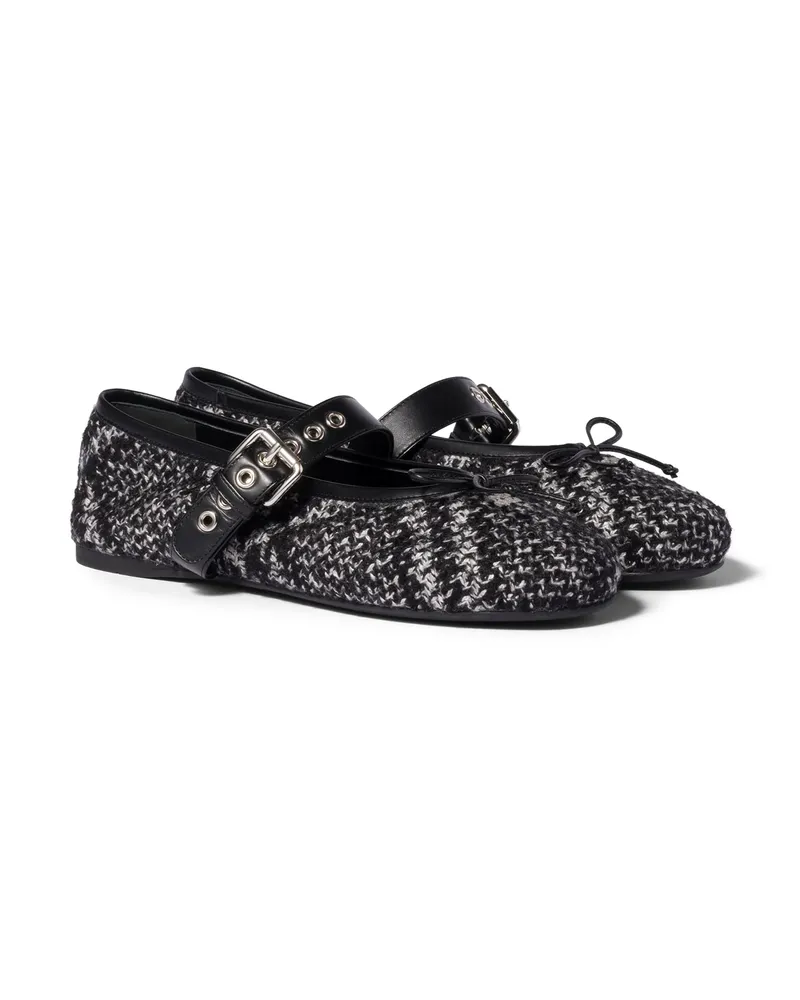 Miu Miu Ballerinas Aus Wolle Und Seide, Damen, Schwarz, Größe Schwarz