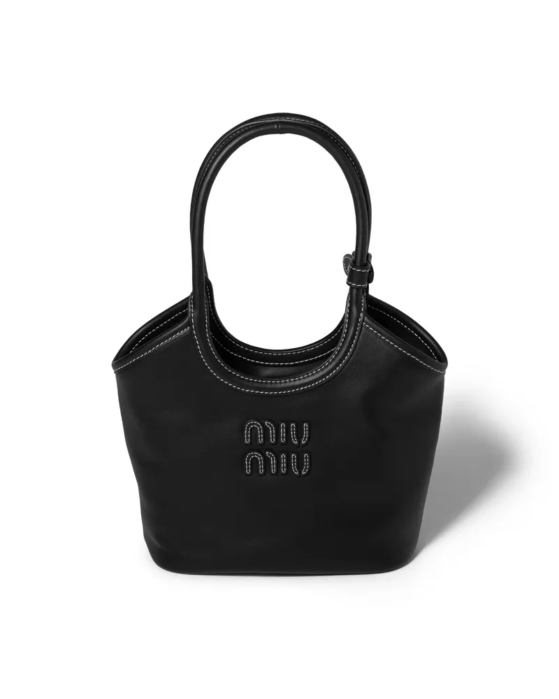 Miu Miu Ivy Handtasche Aus Leder, Damen, Schwarz Schwarz