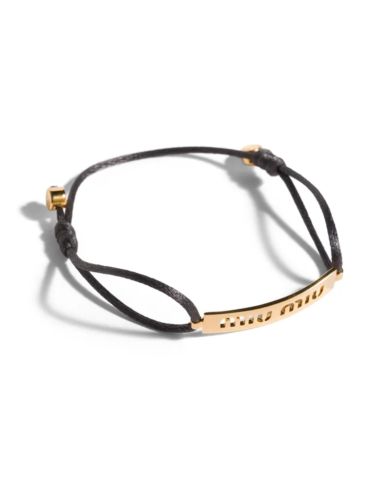 Miu Miu Armband Aus Metall Und Kordel, Damen, Gold/rauchgrau Gold