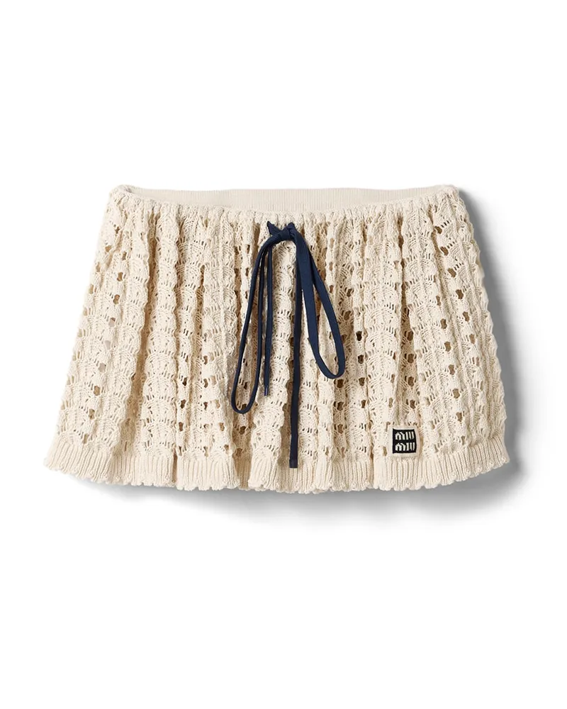 Miu Miu Minirock Aus Baumwolle, Damen, Natur, Größe Natur