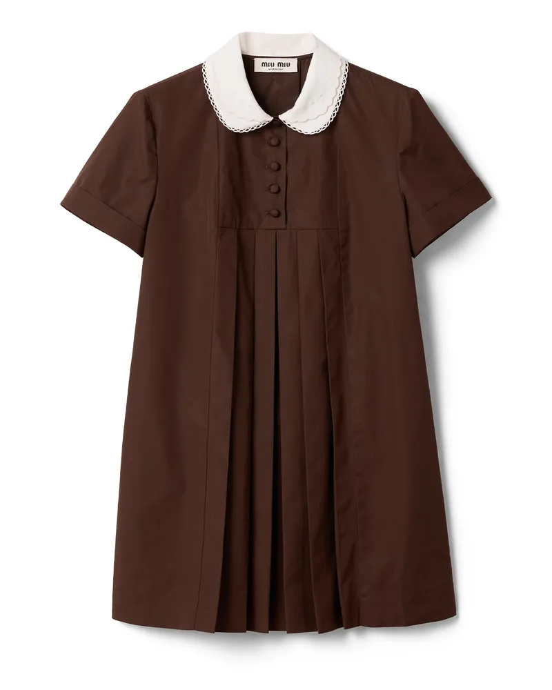 Miu Miu Kleid Aus Popeline, Damen, Ebenholz, Größe Ebenholz
