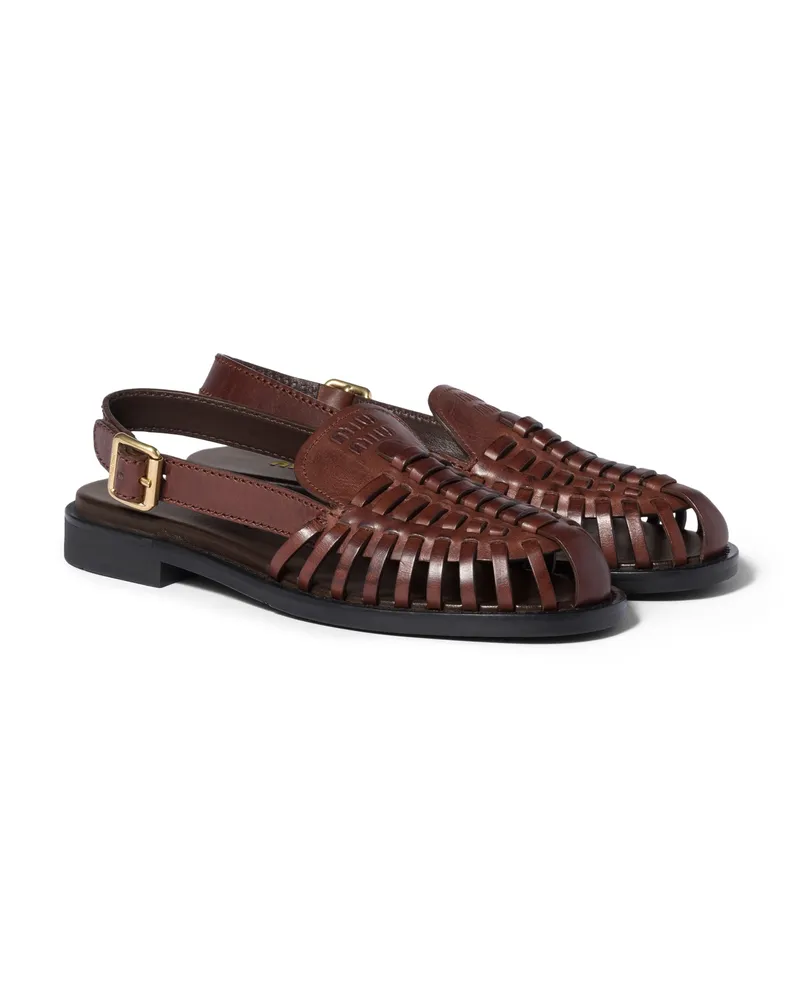 Miu Miu Slingback-loafer Aus Leder, Damen, Kaffeebraun, Größe Kaffeebraun