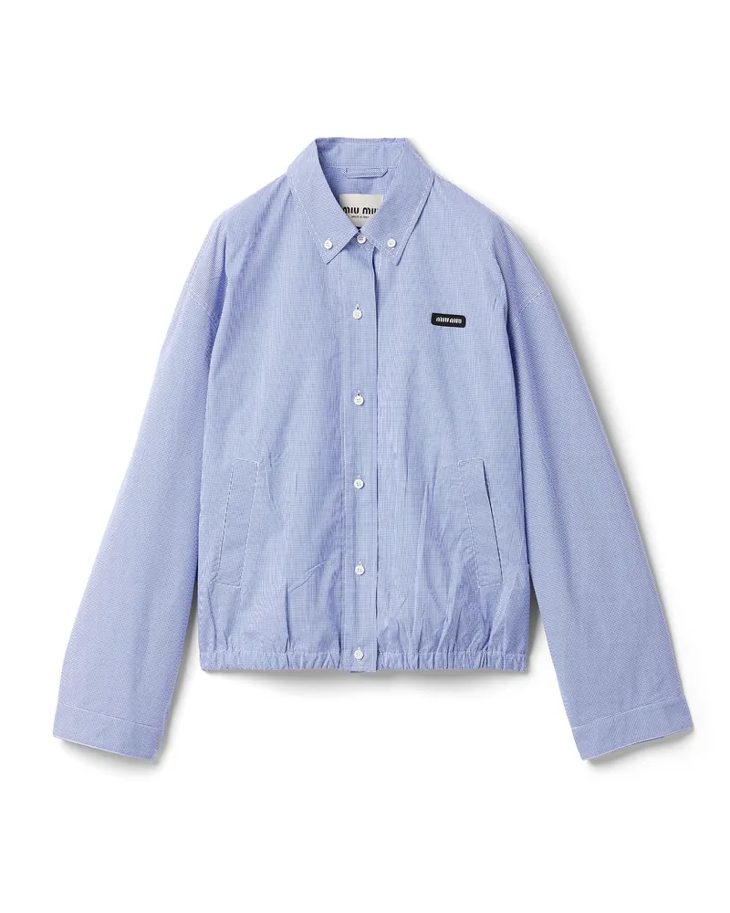 Miu Miu Blousonjacke Mit Vichy-karo, Damen, Weiss/hellblau, Größe Weiss