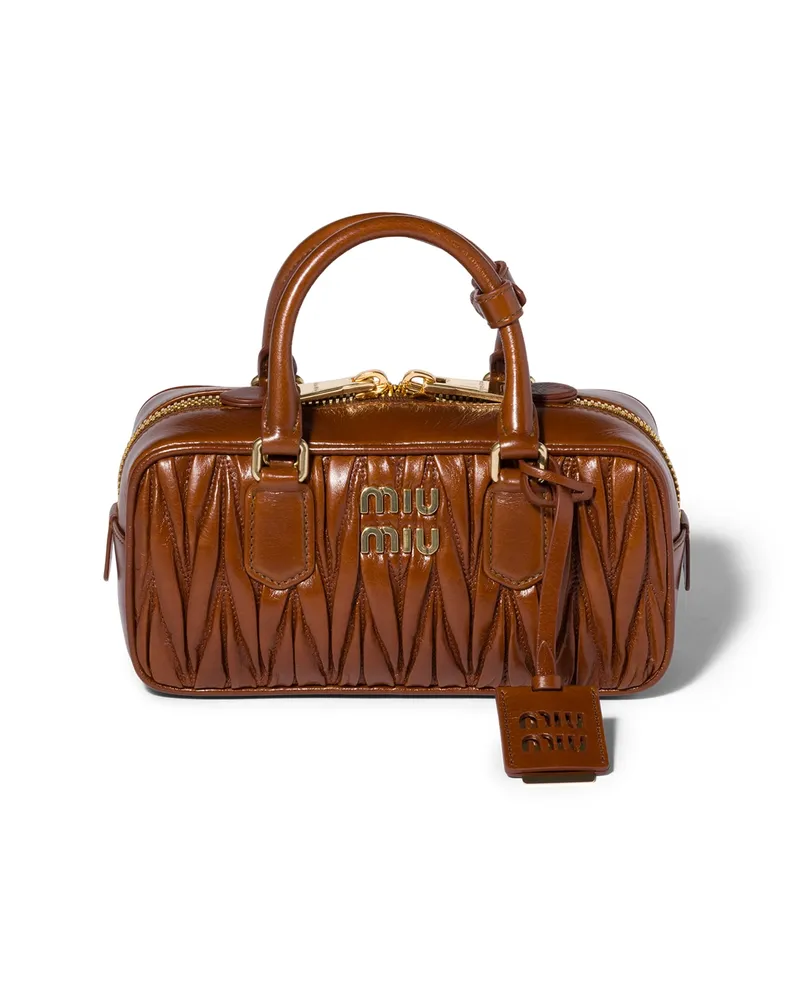 Miu Miu Arcadie Glänzende Tasche Aus Matelassé-leder, Damen, Palisander Palisander