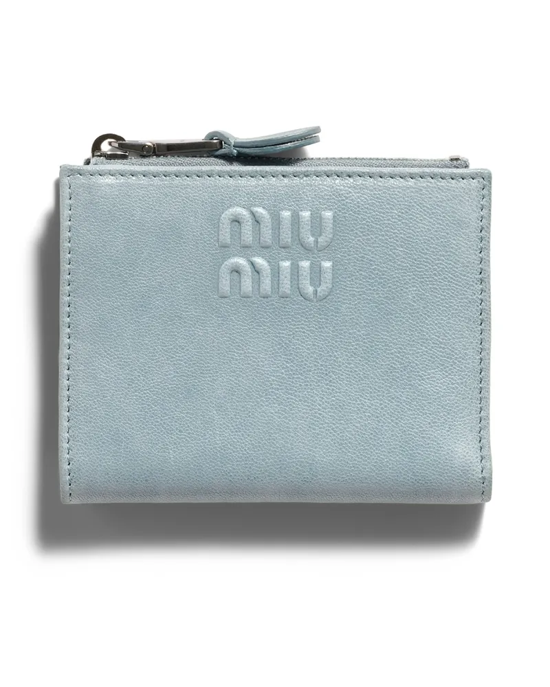 Miu Miu Kleine Geldbörse Aus Leder, Damen, Puderblau Puderblau