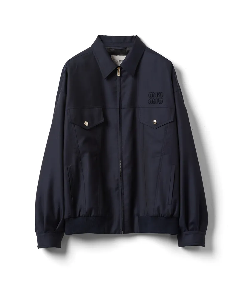 Miu Miu Blousonjacke Aus Batavia, Damen, Blau, Größe Blau