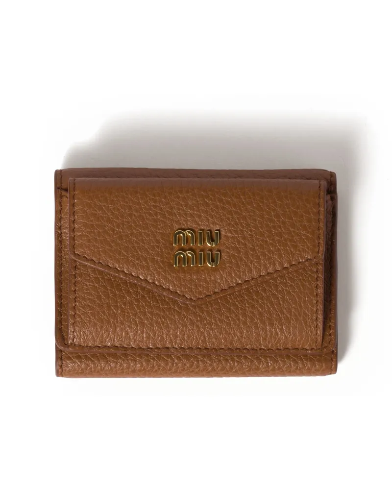 Miu Miu Kleine Geldbörse Aus Leder, Damen, Cognac Cognac