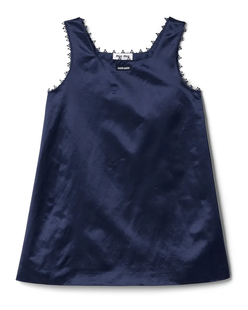 Miu Miu Minikleid Aus Satin, Damen, Blau, Größe Blau