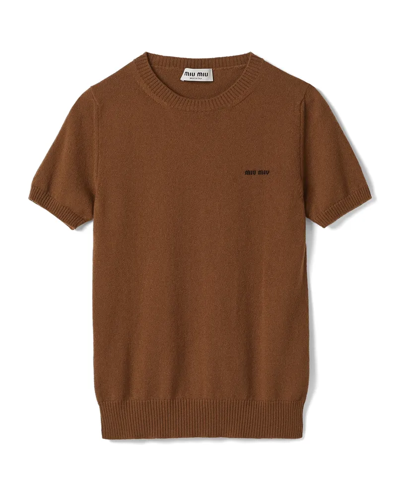 Miu Miu Pullover Aus Kaschmir, Damen, Tabak, Größe Tabak