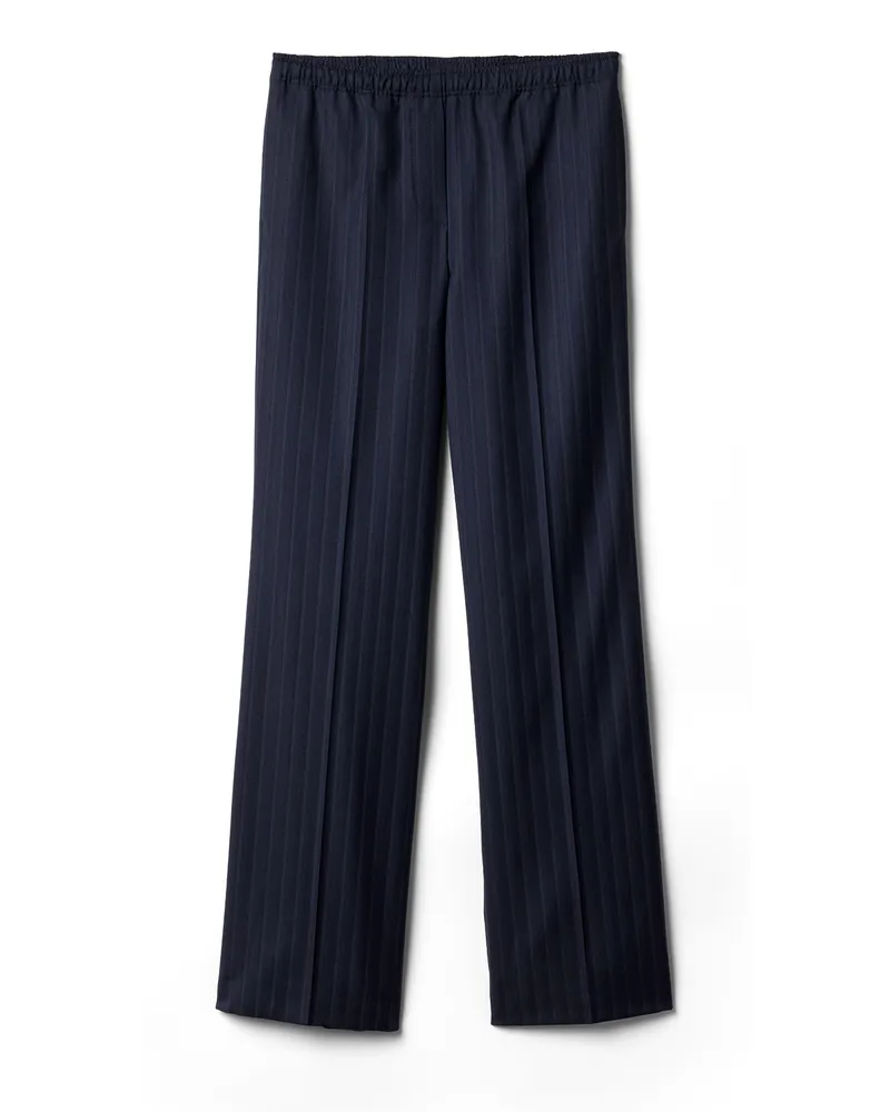 Miu Miu Gestreifte Hose Aus Wolle, Damen, Blau, Größe Blau