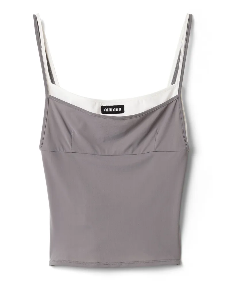 Miu Miu Top Aus Stretch-jersey, Damen, Stahlgrau, Größe Stahlgrau