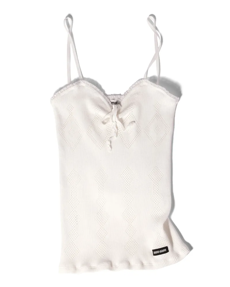 Miu Miu Top Aus Baumwolle, Damen, Weiss, Größe Weiss