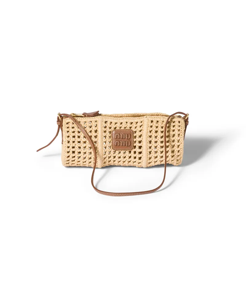 Miu Miu Häkel-netz-pouch, Damen, Beige/cognac Beige