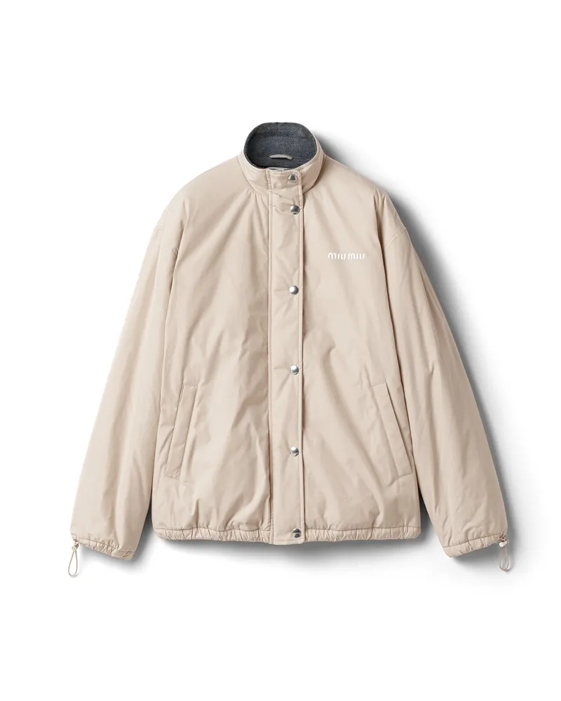 Miu Miu Blouson Aus Panama-baumwolle Und Fleece, Damen, Kalkstein, Größe Kalkstein