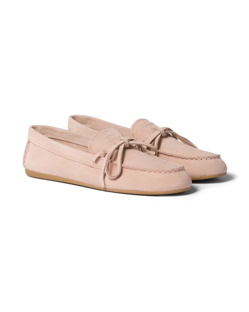 Miu Miu Deck-loafer Aus Wildleder, Damen, Pfirsich, Größe Pfirsich