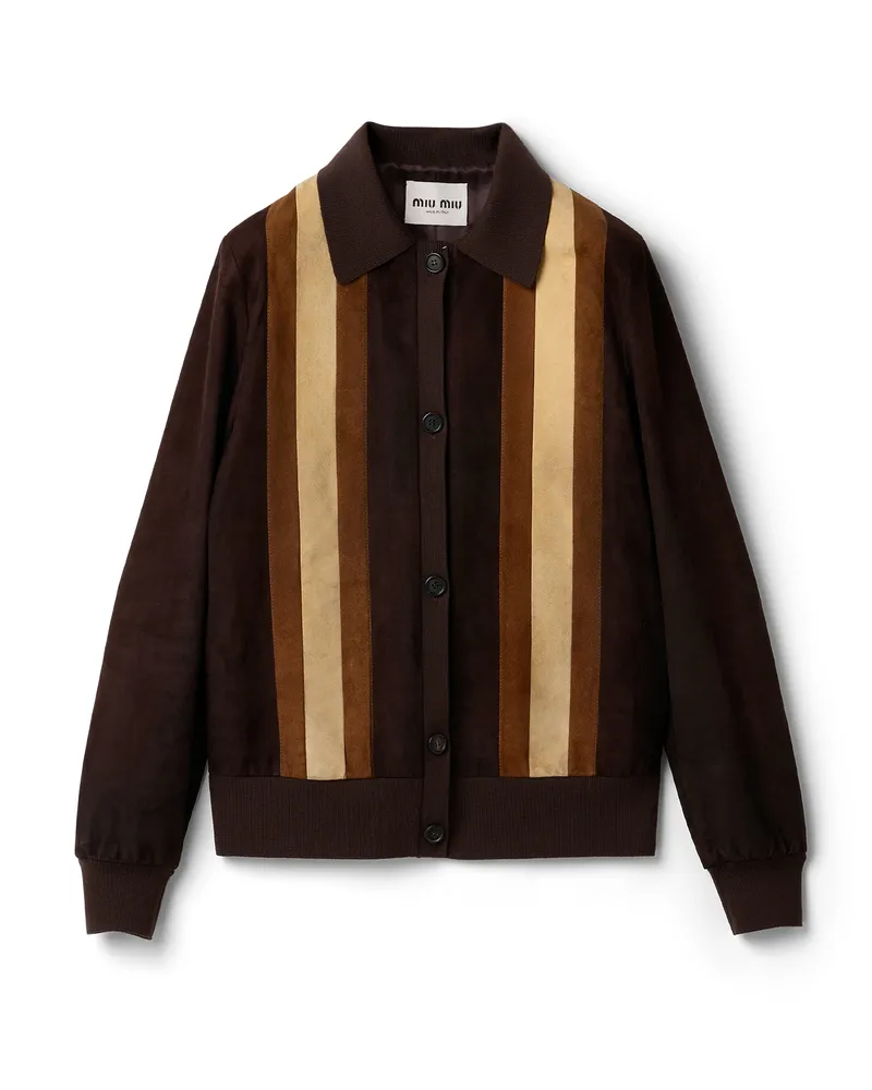 Miu Miu Jacke Aus Wildleder, Damen, Kaffeebraun, Größe Kaffeebraun