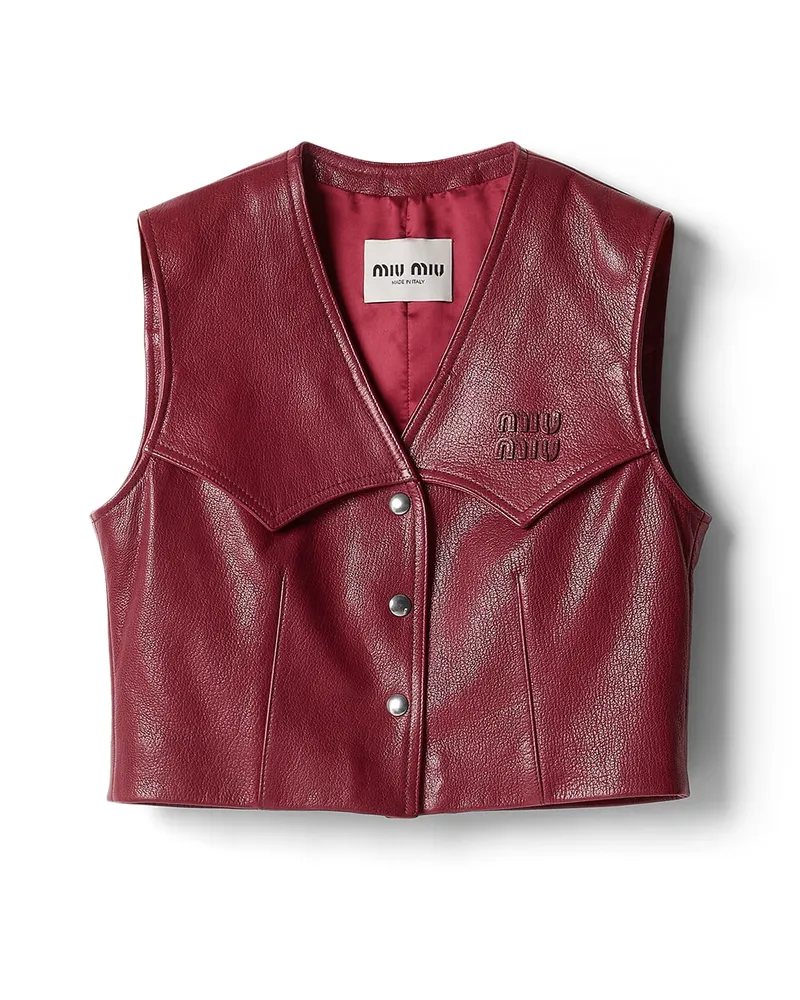 Miu Miu Weste Aus Leder, Damen, Rote Johannisbeere, Größe Rote