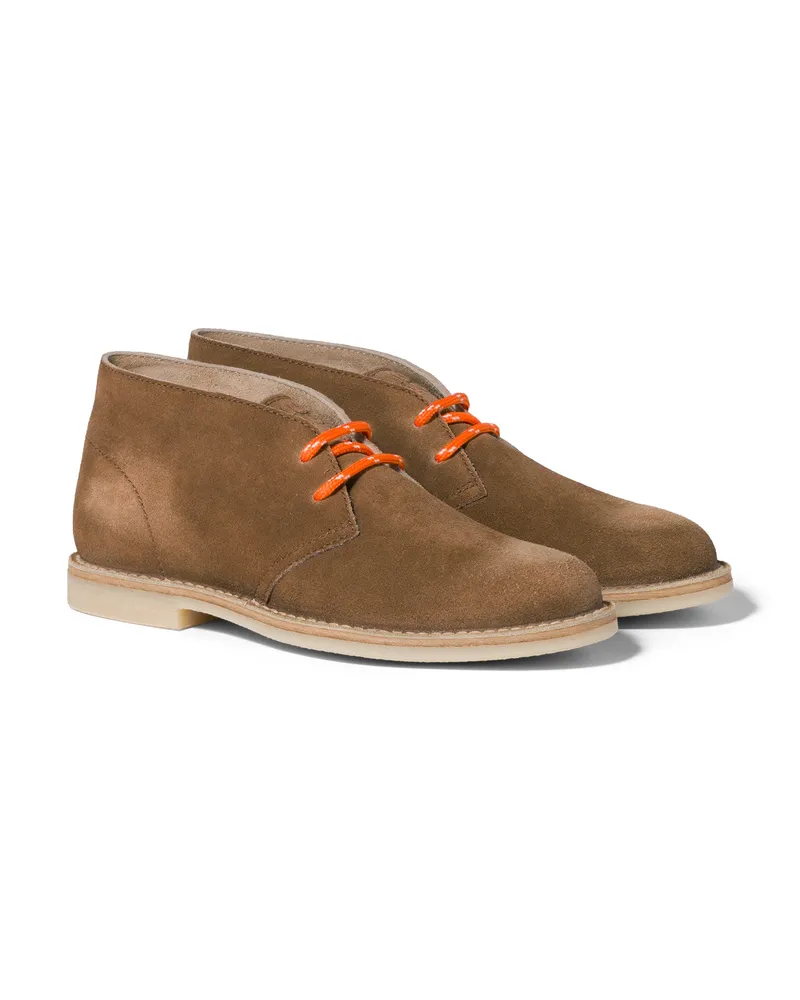 Miu Miu Chukka-boots Aus Verblasstem Wildleder, Damen, Zimt, Größe Zimt