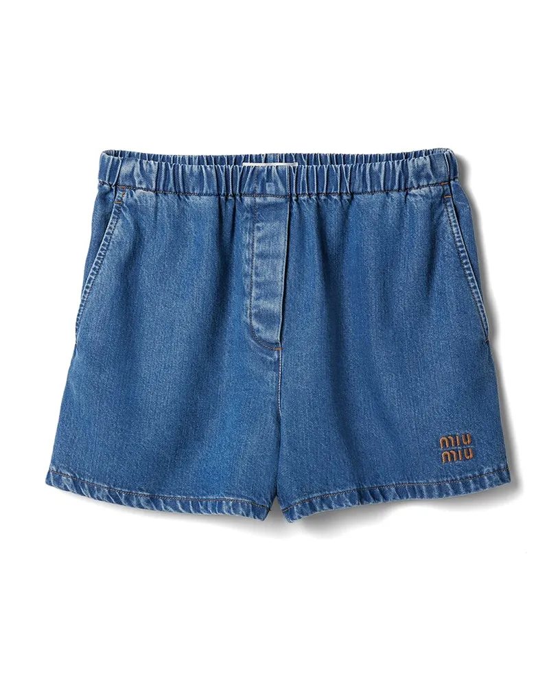 Miu Miu Bermudas Aus Denim, Damen, Blau, Größe Blau