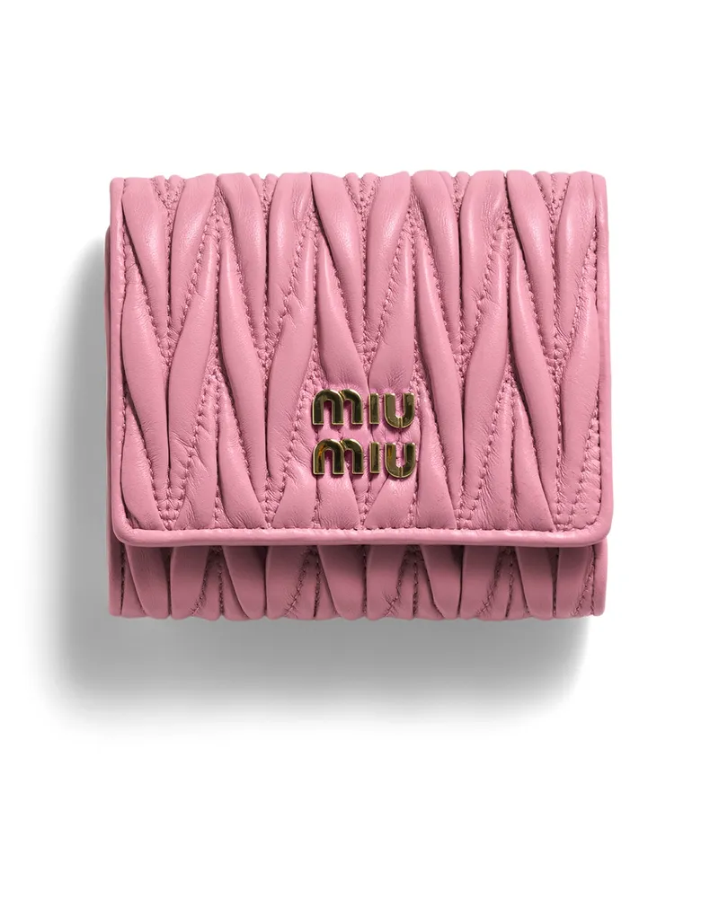 Miu Miu Kleine Geldbörse Aus Matelassé-nappaleder, Damen, Rosa Rosa