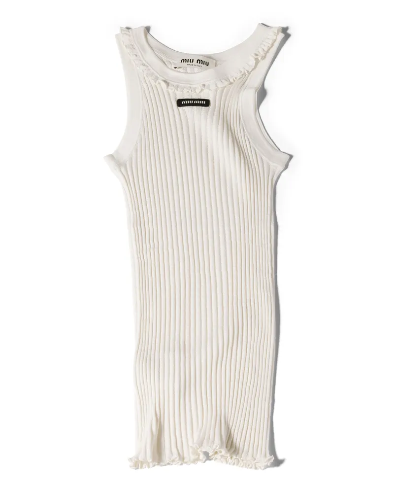 Miu Miu Tanktop Aus Seide, Damen, Weiss, Größe Weiss