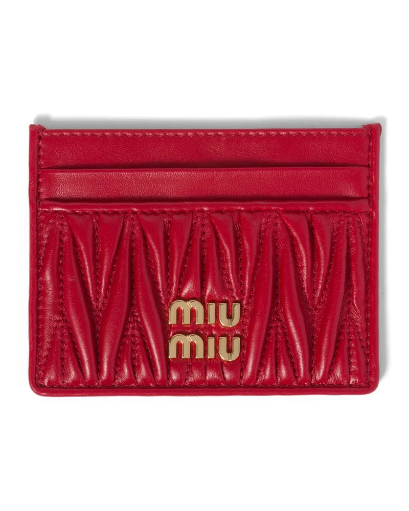 Miu Miu Kartenetui Aus Matelassé-nappaleder, Damen, Rot Rot