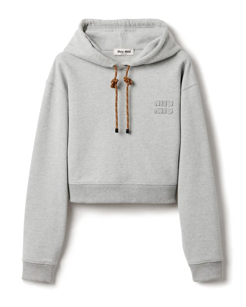 Miu Miu Sweatshirt Aus Baumwollfleece, Damen, Grau, Größe Grau