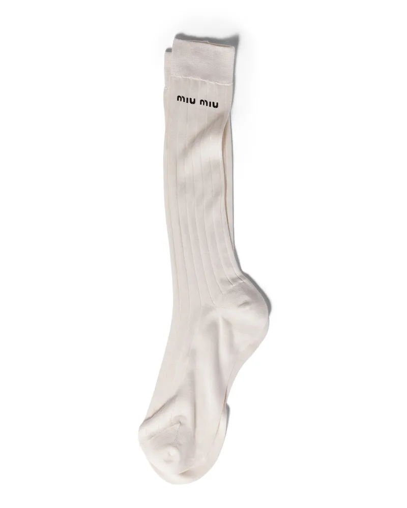 Miu Miu Socken Aus Seide, Damen, Weiss, Größe Weiss