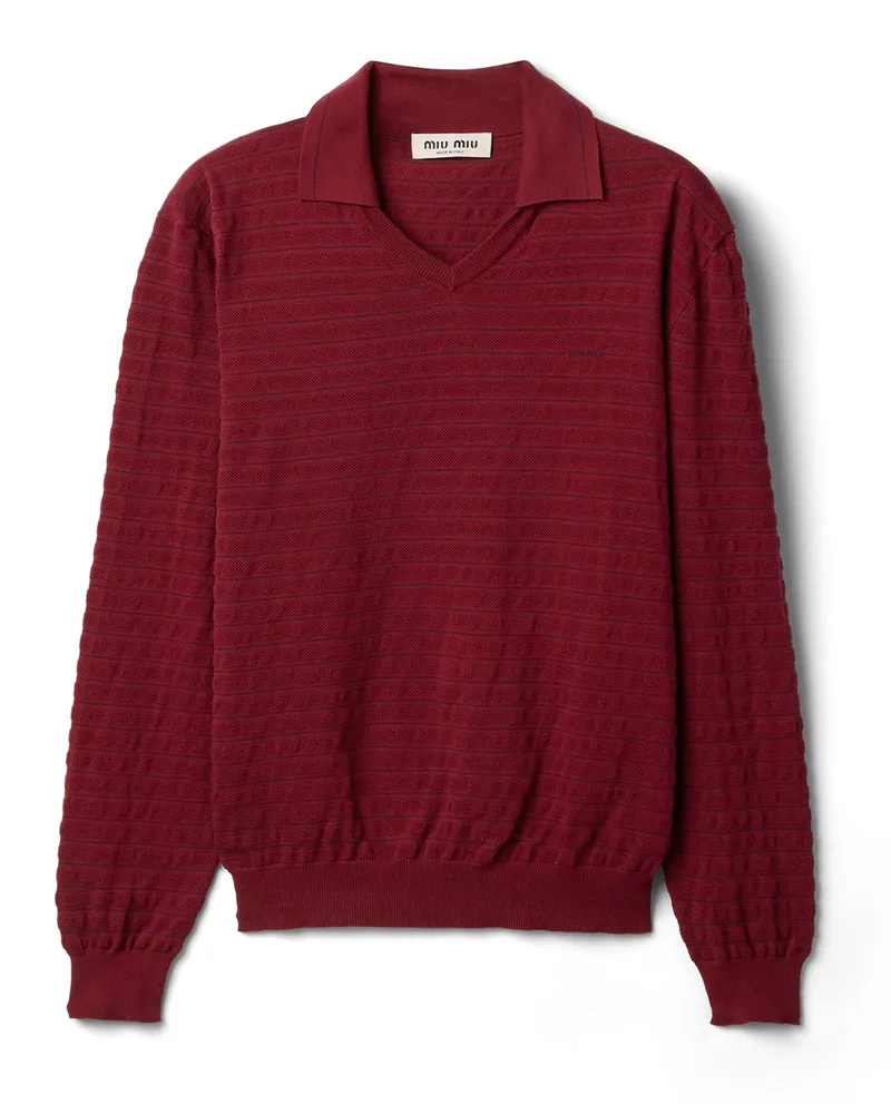 Miu Miu Pullover Aus Baumwolle Mit V-ausschnitt, Damen, Amaranthrot, Größe Amaranthrot
