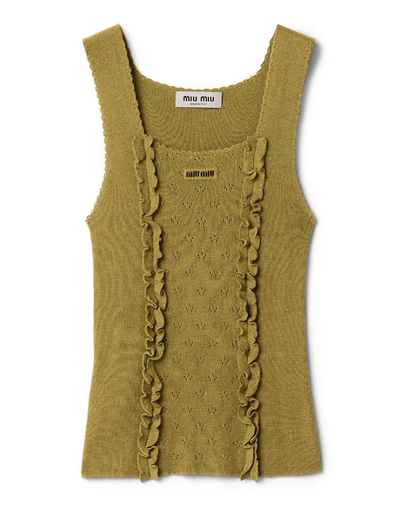 Miu Miu Top Aus Kaschmir Und Seide, Damen, Farngrün, Größe Farngrün