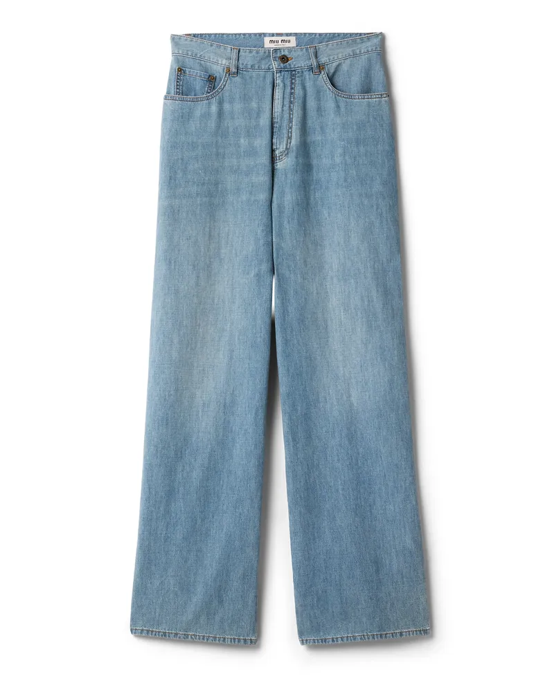 Miu Miu Hose Aus Chambray, Damen, Saphirblau, Größe Saphirblau
