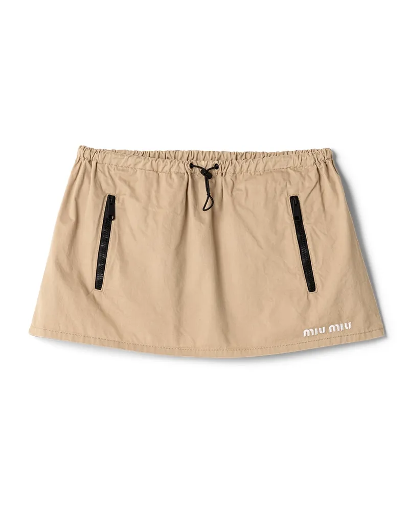Miu Miu Miniskirt Aus Gewaschener Gabardine, Damen, Kordel, Größe Kordel