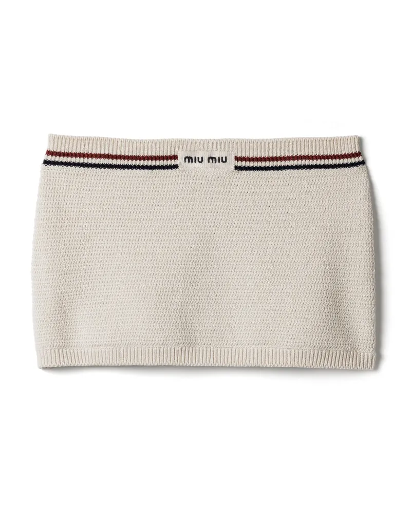 Miu Miu Minirock Aus Baumwollstrick, Damen, Natur, Größe Natur