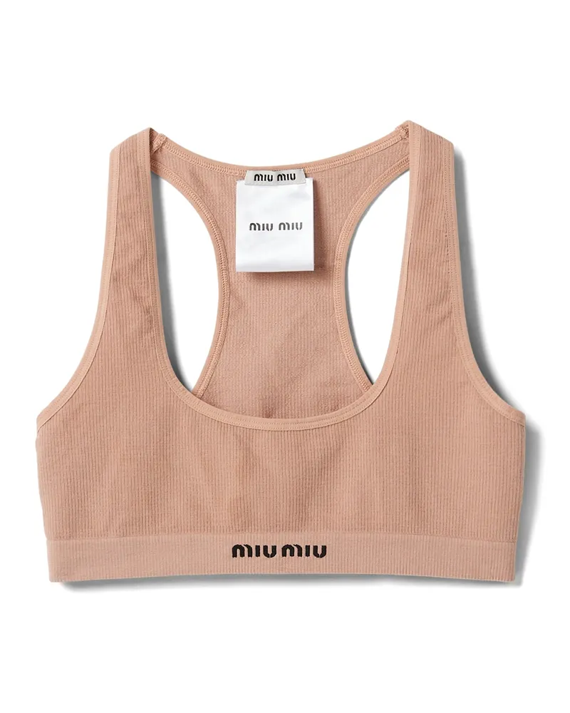 Miu Miu Nahtloses Top Mit Racerback , Damen, Nude/beige, Größe Nude