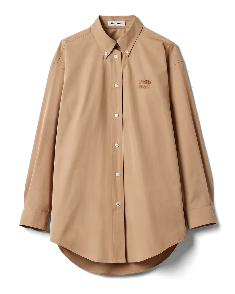 Miu Miu Hemd Aus Popeline, Damen, Khaki, Größe Khaki