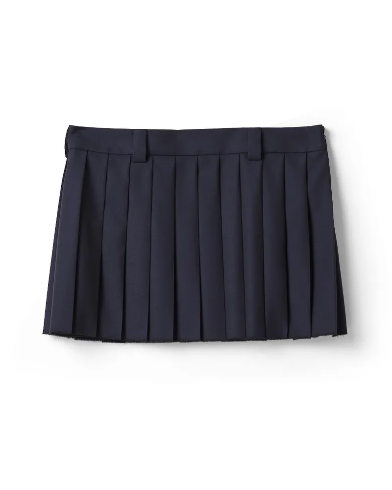 Miu Miu Mini-faltenrock Aus Batavia, Damen, Blau, Größe Blau