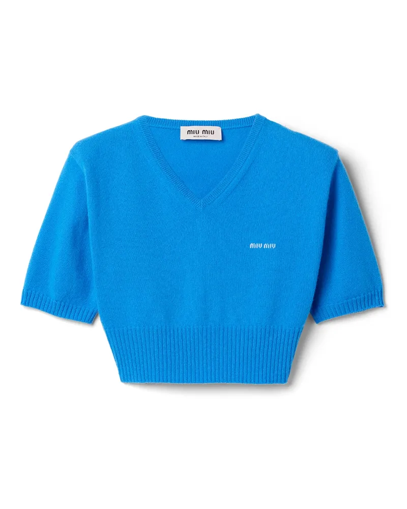 Miu Miu Kurzer Pullover Aus Kaschmir, Damen, Saphirblau, Größe Saphirblau