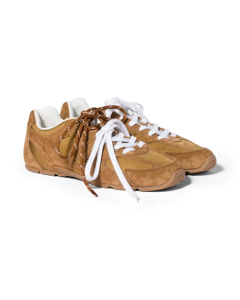Miu Miu New Balance X  530 Sl Sneaker Aus Funktionsmaterial Und Veloursleder, Damen, Beige, Größe Beige