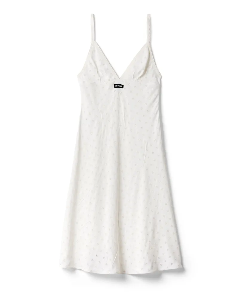 Miu Miu Kleid Aus Cady Mit Lochspitze, Damen, Weiss, Größe Weiss