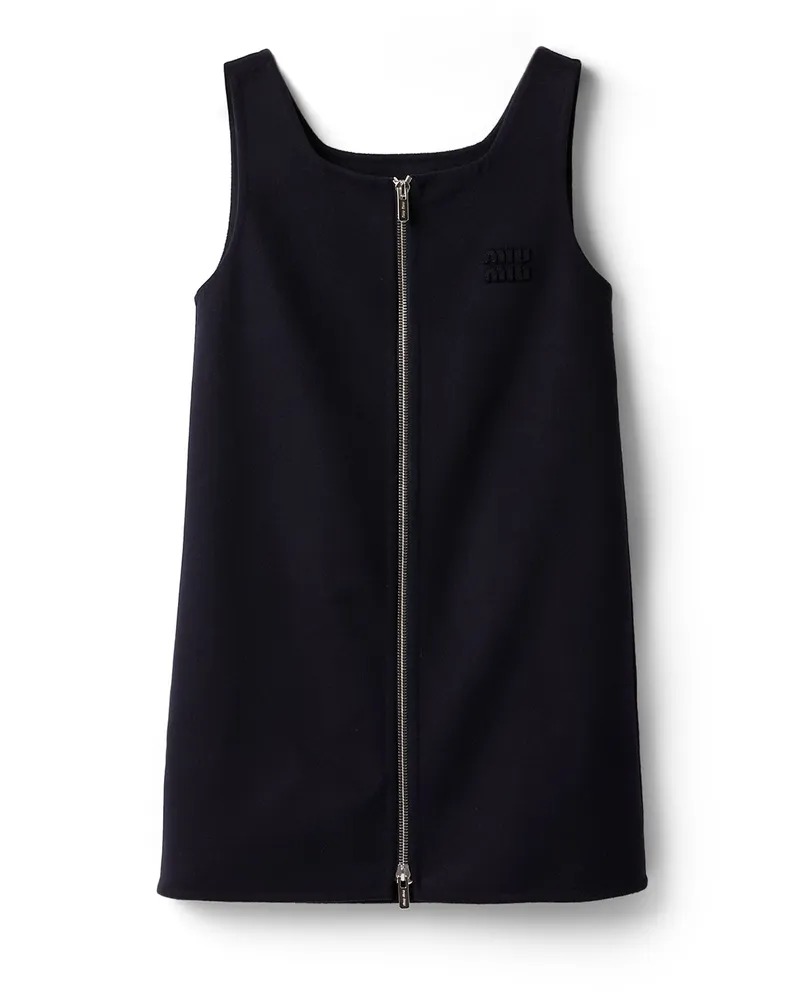 Miu Miu Kleid Aus Doppeltem Kaschmir, Damen, Blau, Größe Blau