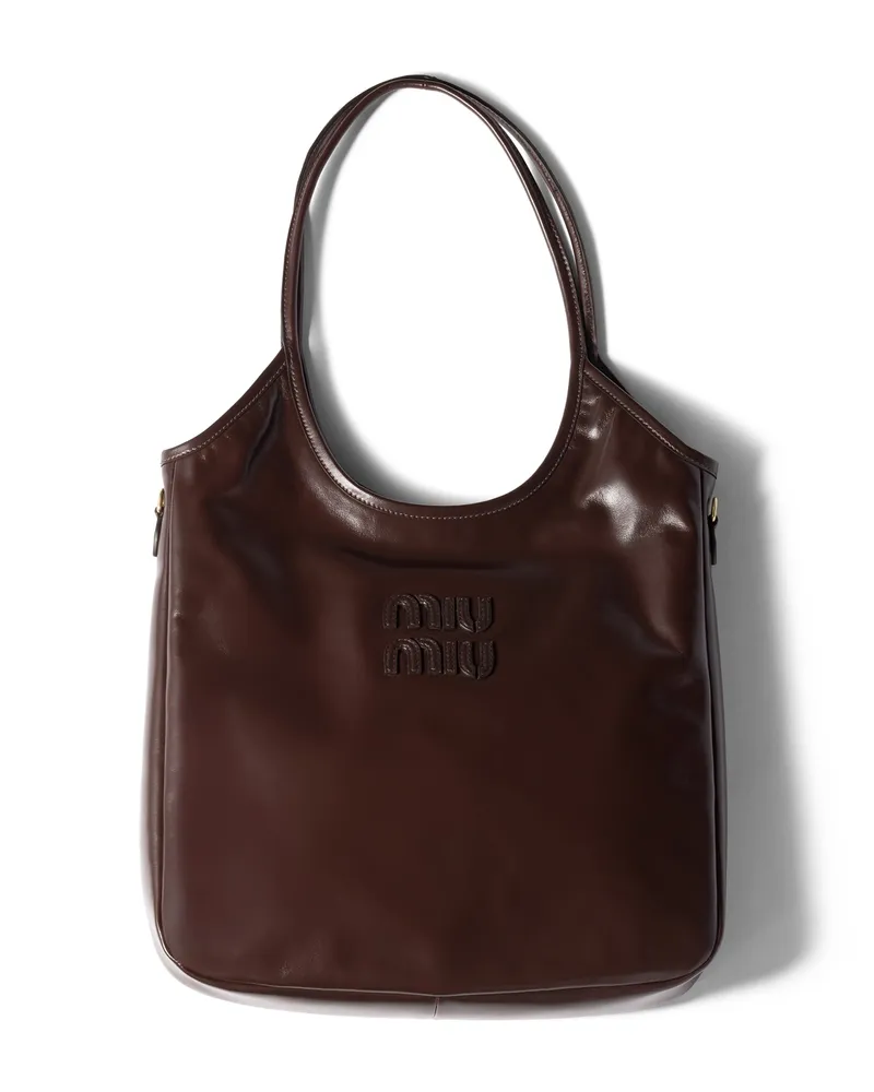 Miu Miu Ivy Tasche Aus Leder, Damen, Dunkelbraun Dunkelbraun