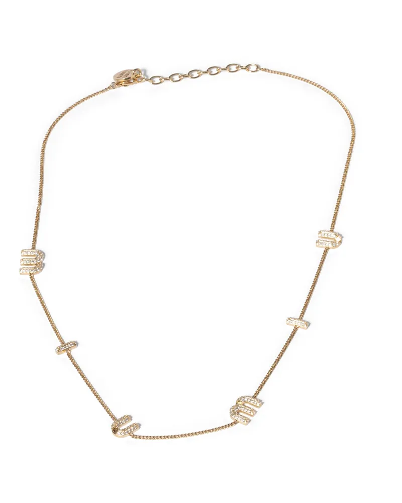 Miu Miu Halskette Aus Metall Mit Kristallen, Damen, Gold/kristall Gold