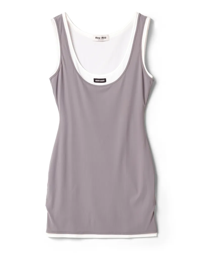 Miu Miu Minikleid Aus Stretch-jersey, Damen, Stahlgrau, Größe Stahlgrau