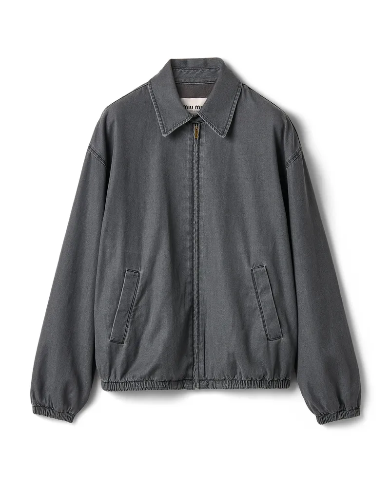 Miu Miu Blousonjacke Aus Chambray, Damen, Schwarz, Größe Schwarz