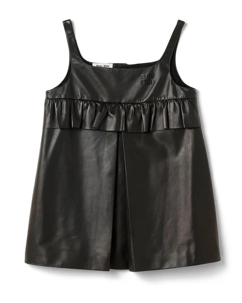 Miu Miu Minikleid Aus Nappaleder, Damen, Schwarz, Größe Schwarz